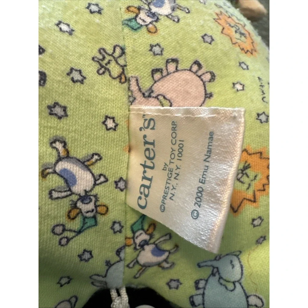 Carter's Vintage Green Dog Puppy  Animals Musical Crib Pull Stuffed Plush Works